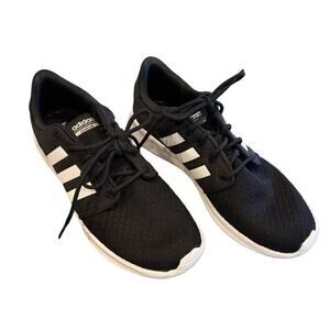 Adidas Cloud Foam BLK w/WHT Stripes,‎ Ortholite Comfort Athletic Sneakers EUC 10